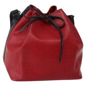 Authentic LOUIS VUITTON Epi Petit Noe Shoulder Bag Bicolor Black Red M44017 LV